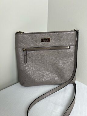 kate spade Jackson Pebbled Taupe Leather Crossbody Bag with Gold Hardware